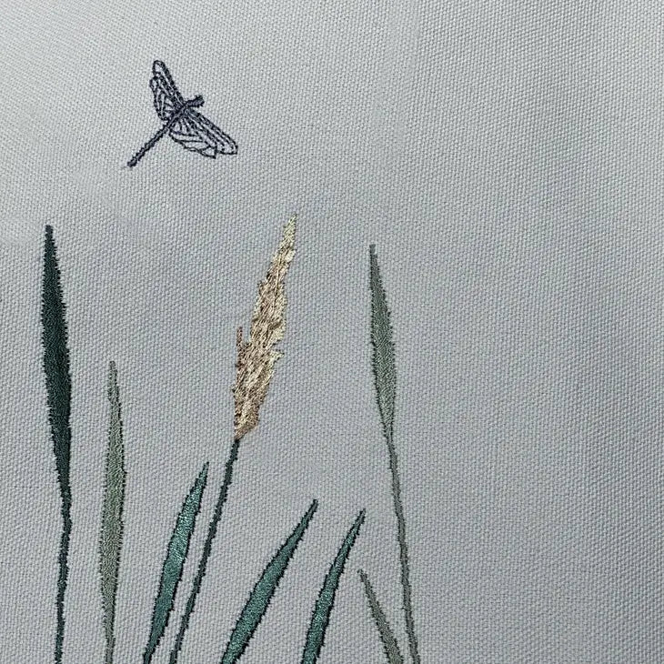 Blue Heron Embroidered on Grey Table Runner