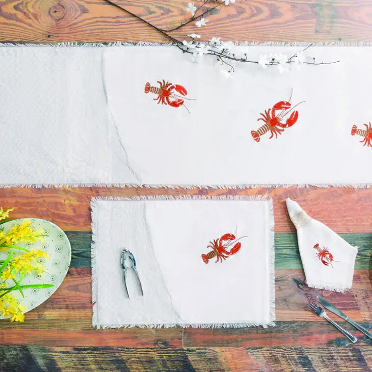 Embroidered Lobster Table Runner