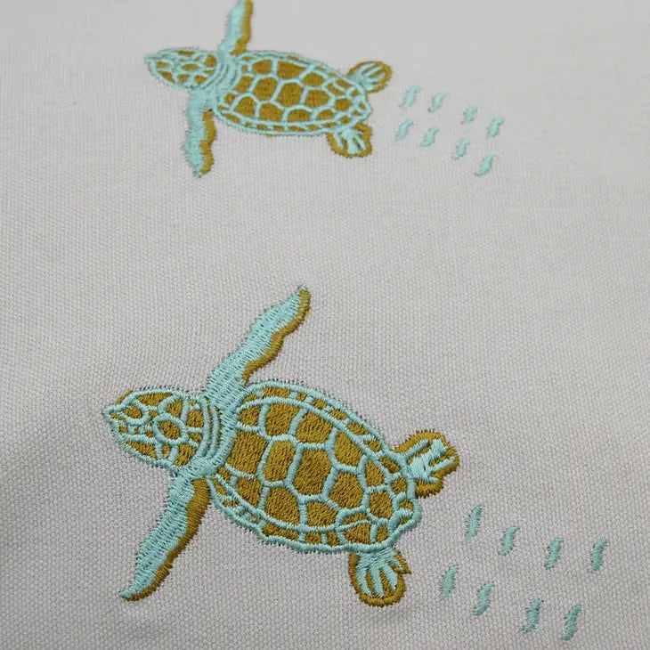 Embroidered Baby Sea Turtle Migration Table Runner