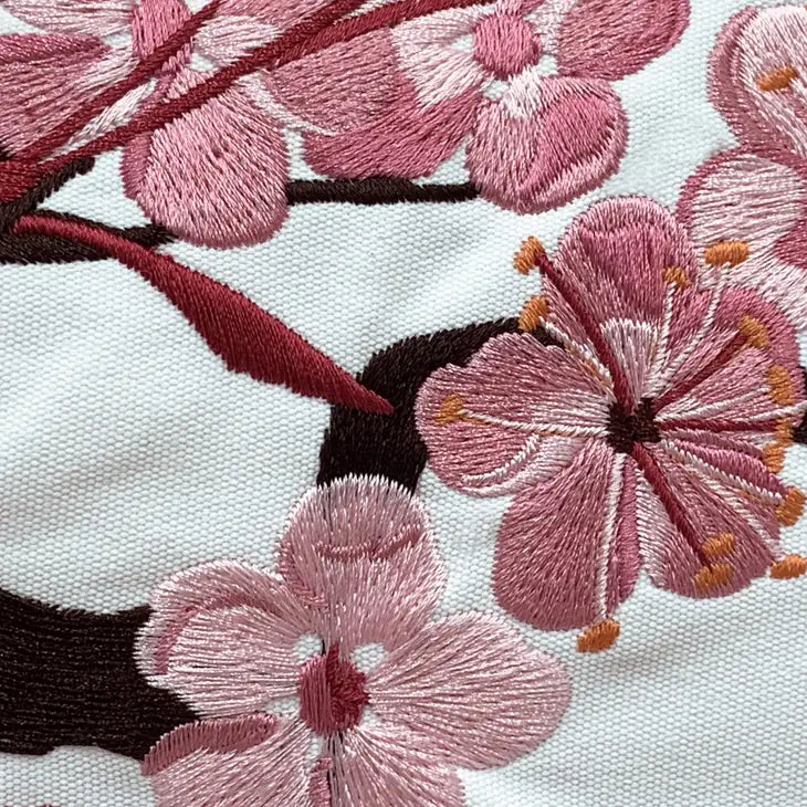 Purple Finch & Cherry Blossom Indoor/Outdoor Pillow