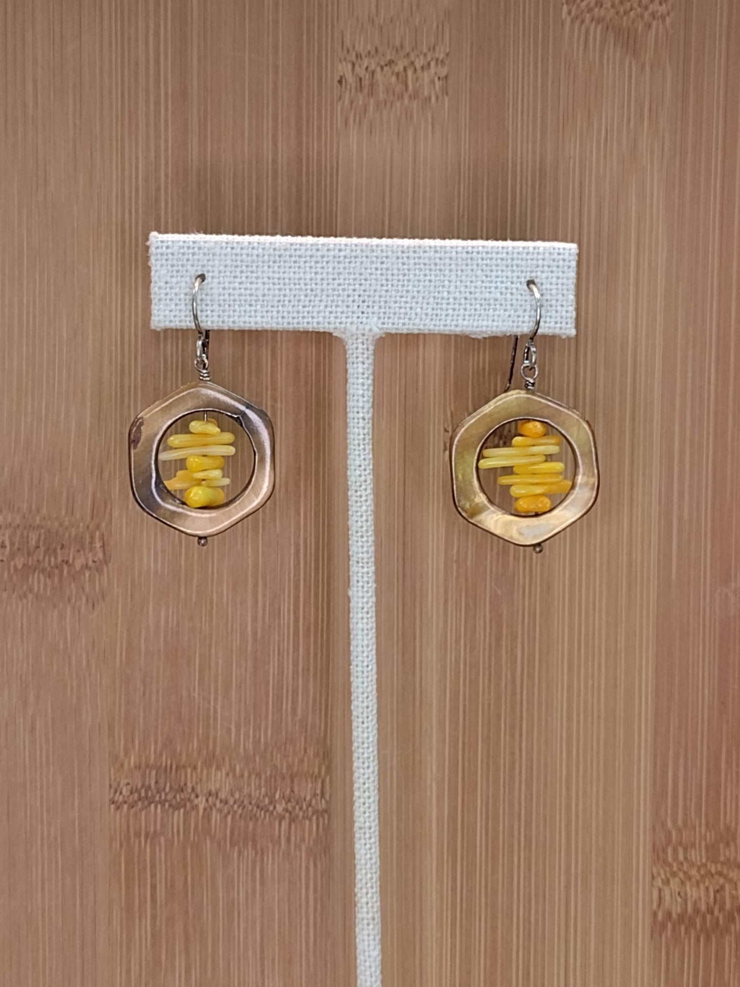 Mother-Of-Pearl and Stick Coral Earrings