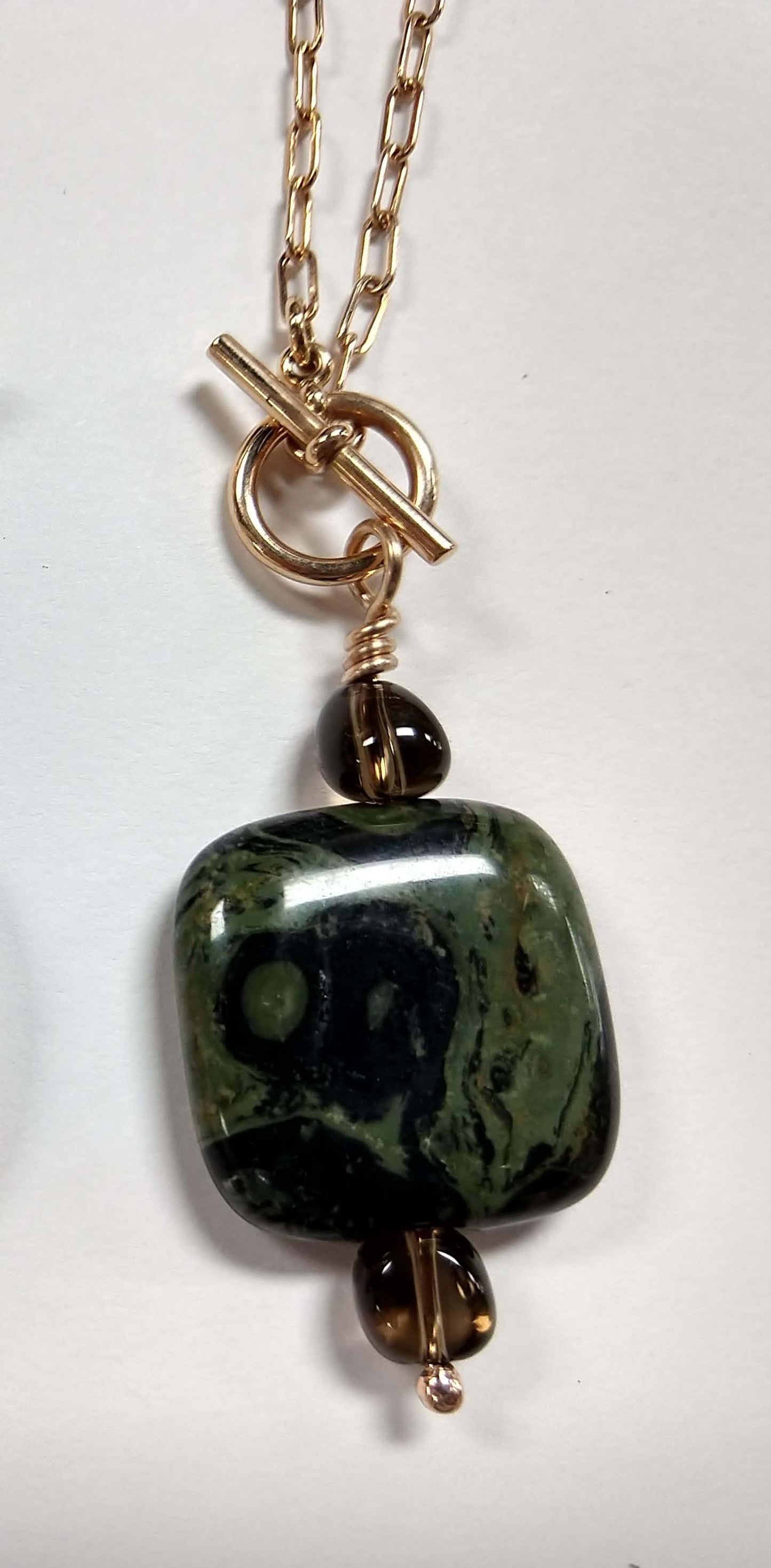 Kambaba Jasper on Bronze Toggle Necklace