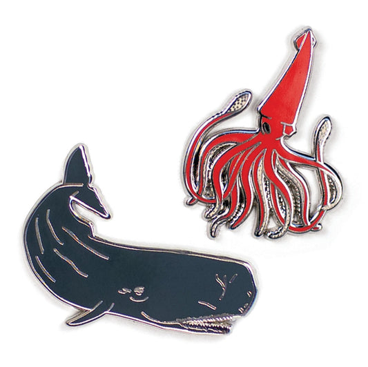 Enamel Pins: Squid & Whale