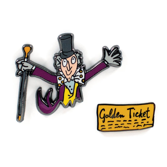 Enamel Pins: Willy Wonka & Golden Ticket