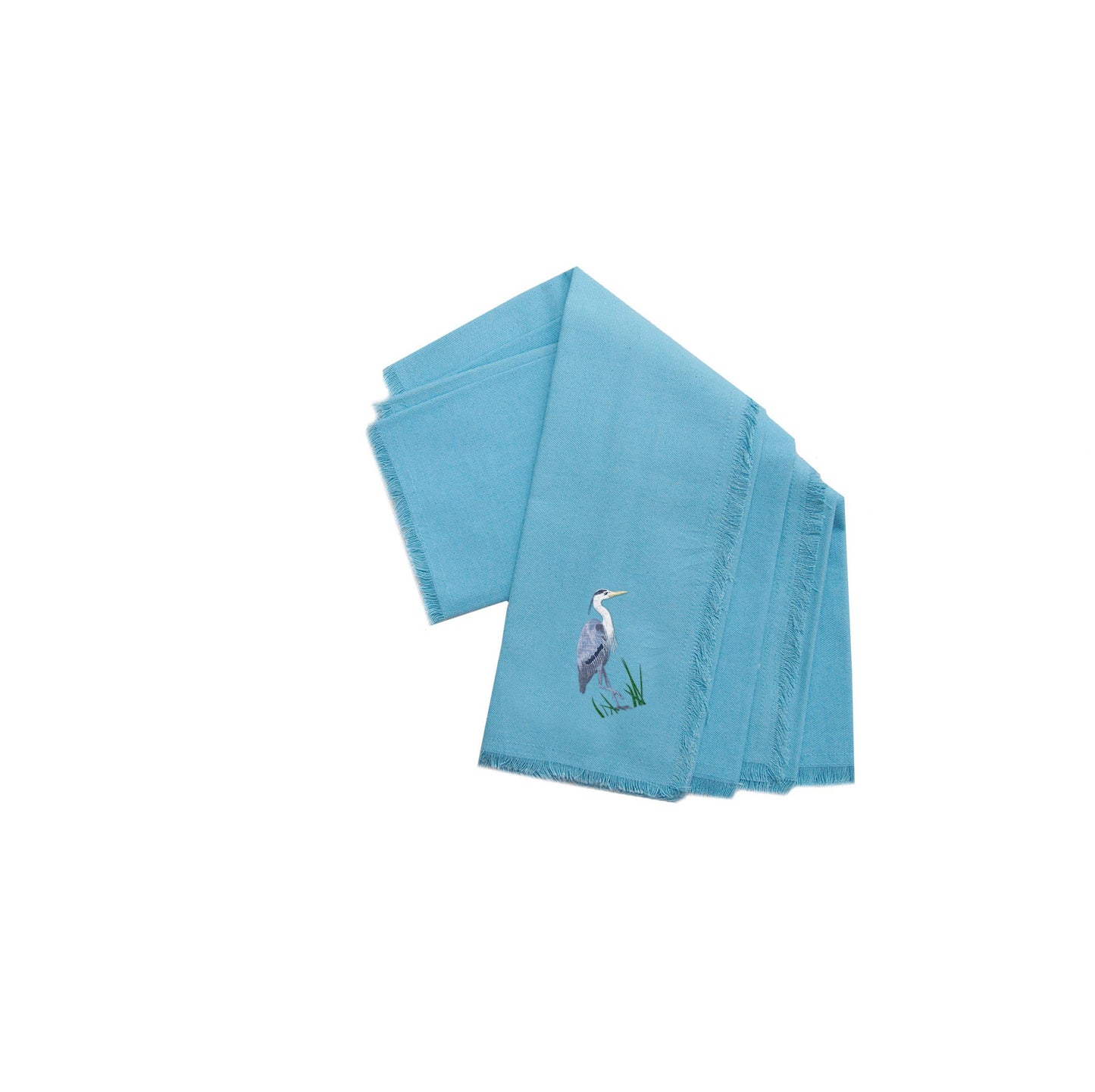 Embroidered Coastal Blue Heron Napkins-Set of Four