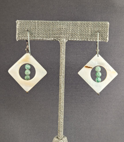 Mother of Pearl Earrings with Amazonite