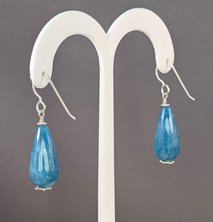 Angelite and Silver Beaded Earrings