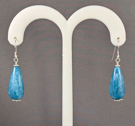 Angelite and Silver Beaded Earrings