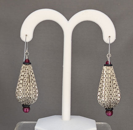Vintage Beaded Earrings: Stainless Steel Drop with Rubber and Lucite