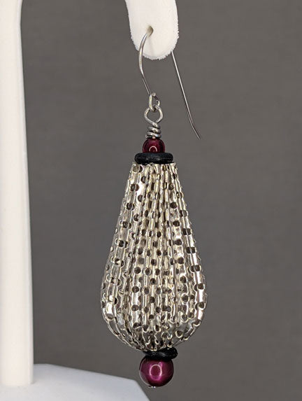 Vintage Beaded Earrings: Stainless Steel Drop with Rubber and Lucite