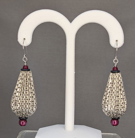 Vintage Beaded Earrings: Stainless Steel Drop with Rubber and Lucite