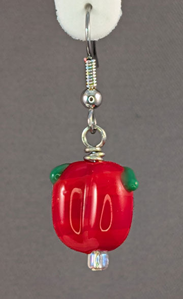 Red Bell Pepper Lampworked Glass Earrings