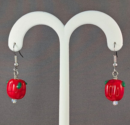 Red Bell Pepper Lampworked Glass Earrings