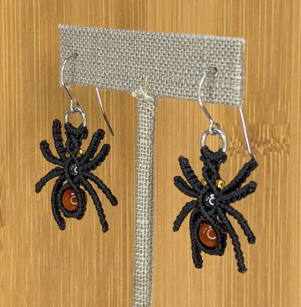 Black Spider Earrings Surgical Steel