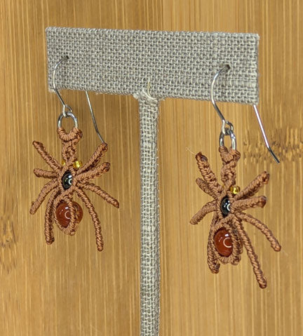 Brown Spider Earrings Surgical Steel