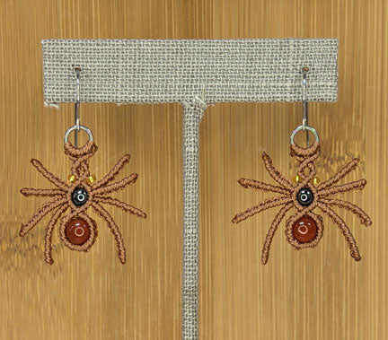 Brown Spider Earrings Surgical Steel