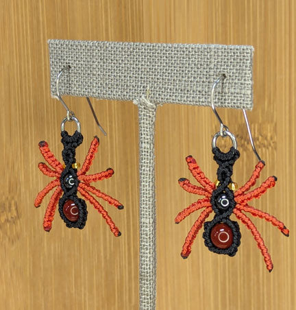 Black & Orange Spider Earrings Surgical Steel