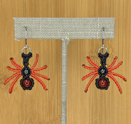 Black & Orange Spider Earrings Surgical Steel