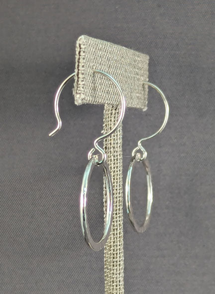 Silver Earrings: Chisel Hammered Hoops