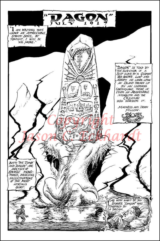 15.5x10 Print: Lovecraft "Dagon" print