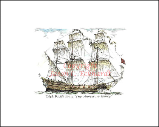 8x10 Print: Capt. Kidd's Ship, 'The Adventure Galley'