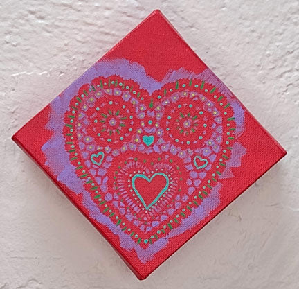 Heart Doily Print Painting 2