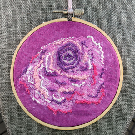 Embroidered Rose in a Bamboo Hoop