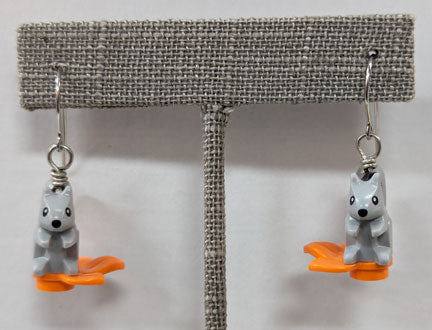 LEGO earrings: grey squirrels