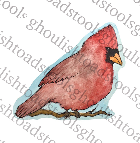 Cardinal Watercolor Bird Sticker