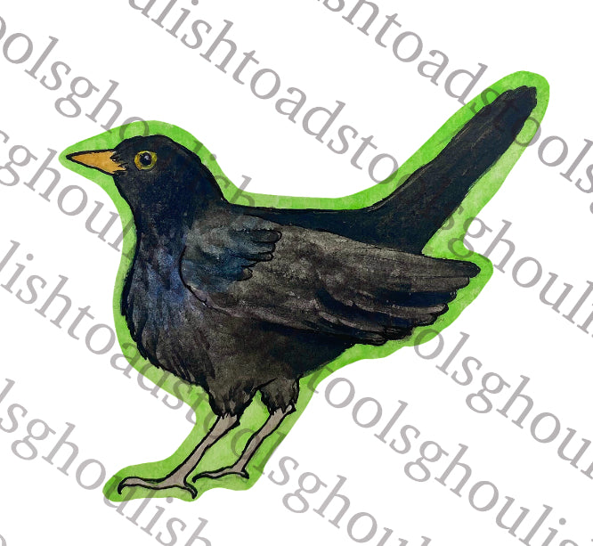 Blackbird Watercolor Bird Sticker