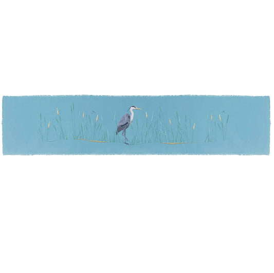 Blue Heron Embroidered Table Runner